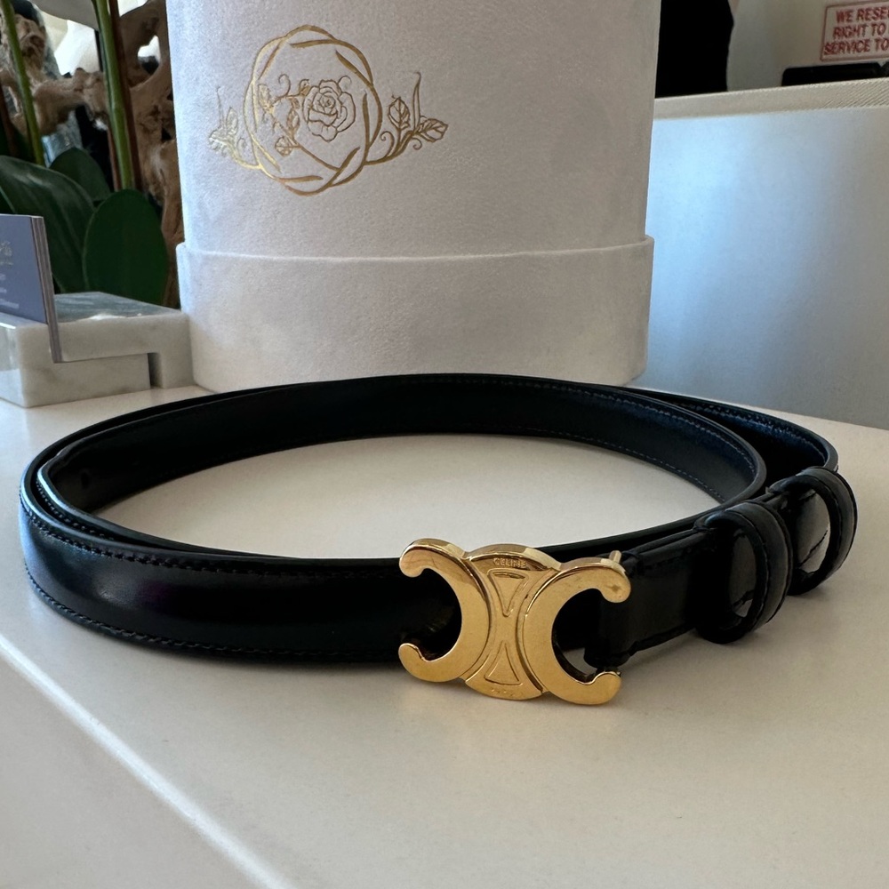 CELINE SMALL TRIOMPHE BELT IN TAURILLON LEATHER - Picture 4 of 13